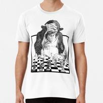 Monkey Playing Chess T-Shirt S-5XL Best T-Shirt 4XL