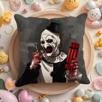 Classic Movie T-Terrifier Pillow Case Short Plush Double-Sided Printing Home Machine Washable in Warm Winter Cushion Cover 12x12Inch
