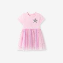 Toddler Tutu Dress for Girls Tulle Dresses Ruffle Tiered Swing Twirly Summer Sundress Short Sleeves Casual Party Tulle Sundress for Kids 2Y(90cm)