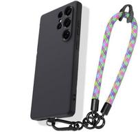 Coque pour Samsung Galaxy S26 Ultra, Protection Antichoc Noir avec Bracelet Multicolore Détachable juoda