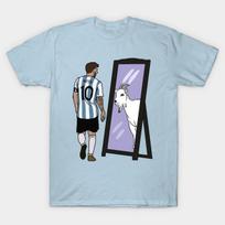 Men Black Print T-shirt Leo Messi Mirror Goat No-Cut Transfer Paper Print Cotton Tshirt - Men's Summer Cotton Graphic Tee S įvairiaspalvis