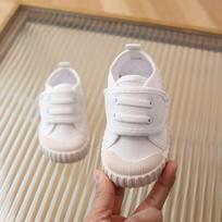 Kids' Soft Canvas Velcro Sneakers - Low Top, White, Spring/Autumn 6 pairs (21-26) balta