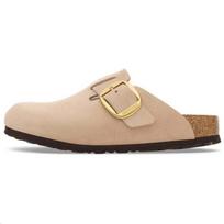Birkenstock  Boston Big Buckle Nubuck Narrow Sandcastle Women Sneakers Cream 1028052 37