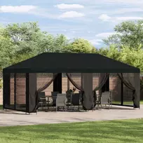 Sodo pavėsinė su šoninėmis sienelėmis 6 x 3 m Juoda
