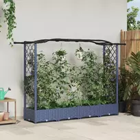 Pakeltas lovas su trelėmis ir stogu Pilka 207 x 40 x 123 cm PP