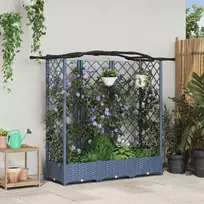 Pakeltas lovas su trelėmis ir stogu Pilka 163 x 40 x 123 cm PP