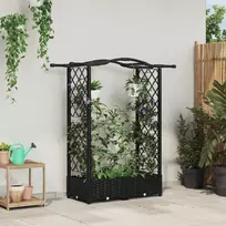 Pakeltas lovas su trelėmis ir stogu Juoda 124 x 40 x 123 cm PP