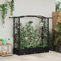Pakeltas lovas su trelėmis ir stogu Juoda 169 x 40 x 123 cm PP