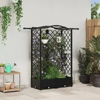 Pakeltas lovas su trelėmis ir stogu Juodas 124 x 40 x 123 cm PP