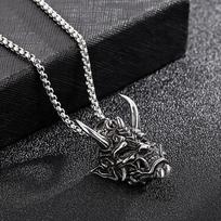 European and American Triangle Prajna Ghost King Mask Hip-Hop Versatile Skeleton Style Necklace Pendant 60CM(Necklace Long)