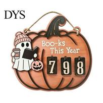 Unique Reading Tracker Halloween Ghost Pumpkin Wooden Hanging Sign, Sliding Number Counter for Book Read This Year, Recorder Spooky Decor with oranžinė