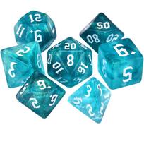 Board Games Two-tone Dice Set 7-Die Iridescent Glitter Polyhedral Dice Carved Pattern Dice Set green + milk white