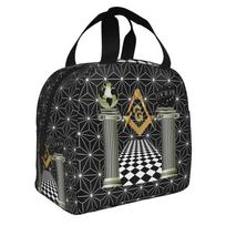Freemason Geometric Hexagon Traditional Asanoha Insulated Lunch Bag for Waterproof Thermal Cooler Lunch Box Office Work School One Size