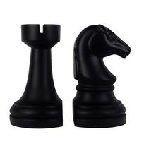 US Stock Unique Resin Solar Chess Bookends Knight & Rook Design for Home Office Decor (Black,One Size) juoda