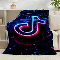 1PC Neon Tik-tok Logo Art Flannel Blanket Gift, Suitable for Both Men And Women, Soft Ideal for Beds And Sofa, Birthday Or Christmas Gift 75x90cm
