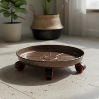 Rolling Mobile Pot Stand Degree Wheels Metal Heavy Duty Black 23CM Bronze 28CM