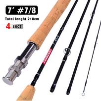 Skraidymo meškerė 7FT 9FT 2.1M 2.7M 4 dalys Valo svoris 3/4 5/6 7/8 Minkšta kamštinė rankena Skraidymo meškerė Meškeriojimo reikmenys 2.1M beige