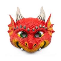 Durable Dragon Halloween Mask 3D Cute Full Face Mask, Party Baby Lightweight Breathable Eyelet Role Play Costume with Realistic Scales And Horns raudona