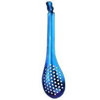 Kitchen Spoon with Hole Cuisine Caviar Spoon Spherification Spoon Cooking Spoon mėlyna