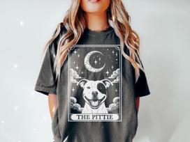 Pitbull Shirt Tarot Card Shirt Pit bull Dog Halloween Moon Shirt Funny Pittie S