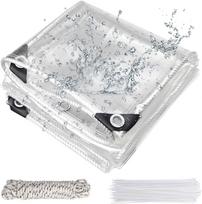 250 g/m² PVC Clear Tarpaulin, Transparent Waterproof Heavy Duty Clear PVC Tarp 1Mx2M