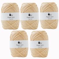 Raw Wool Paper Extra 30g Made in Set of 5 Straw Yellow Yarn, Thick, (approx. 77m), 100% Paper, Japan, Balls, 2.