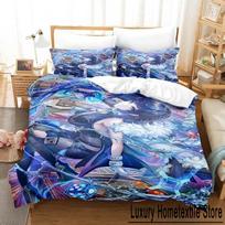 New Anime Game Yelan Genshin Impact Bedding Set Cartoon Anime three-piece set Adult Kid Bedroom Duvet cover Sets 3D Kawaii Girls EU Single 135x200cm