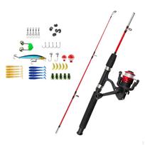 Vaikų meškerės ir ritės rinkinys su masalais lauko pramogoms Green Fishing Rod