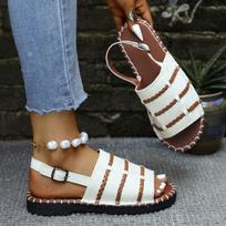 New Plus-size Women's Flat-bottomed Woven Casual Outerwear One-strap Comfortable Sandals 36 balta
