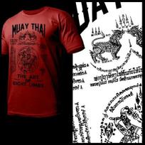 Muay Thai T-shirt Thai boxing Thailand martial arts combat yantra tattoo XL red 4XL