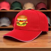 Hamburger Burger Print Baseball Cap Polyester Casual Outdoor Adjustable Sports Cap for Adults One Size