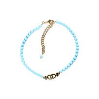 Chanel CC Pearl Choker Logo Metal Rhinestone Necklace Women necklace Blue ABB293-B13554-NQ109 Blue,F
