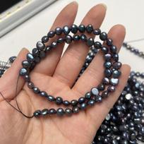 1String, Black Natural Freshwater Pearls, Handmade Nugget Pearl Beads for Jewelry Making DIY Crafts (Beads 6-7mm, 7-8mm, Length 36cm) 1String/6-7mm-36cm juoda