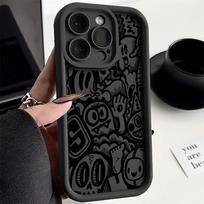 Super Cool Black Graffiti Case for iPhone 16 Pro Max 11 12 16e 14 13 15 Plus Soft Shell 14+ 13Pro 16+ 15Pro iPhone 11 gray