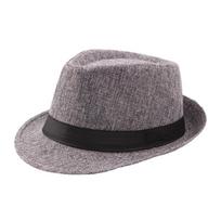 Madinga plačiabrylė vyriška šiaudinė skrybėlė moteriška vasarinė vienspalvė fedora džiazo saulės kepurė lauko laisvalaikio panama kaubojiška skrybėlė Adult pilka spalva