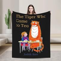 The Tiger Who Came to Tea Blankets Cartoon Book Plush Novelty Breathable Throw Blanket for Chair Covering Sofa Textile Decor Car 100x150cm