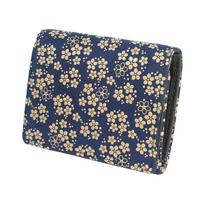 Inden Bill Compartment Coin Navy Blue with White [Inden-ya] Bi-fold Wallet, H, Box-type Purse, Deerskin, Lacquer, Forget-Me-Not Pattern, 2204-14-181