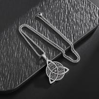 Nordic Viking Compass Witch Celtic Knot Men's Leg Figure Jewelry Pendant Necklace 60CM(Necklace Long)
