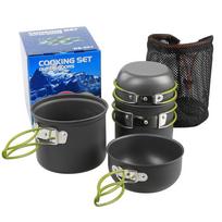 Compatible Outdoor Picnic Cooking Pot Set Lightweight Camping Hiking Cooking Utensils Set Camping Cookware Set žalia