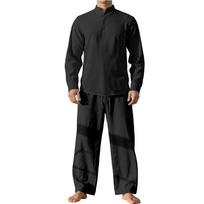 2026 Cotton Linen Pants Sets Men's Fashion Loose Fitting Beachwear Long Sleeved Shirt and Trousers Suits Casual Work Outfits S juoda