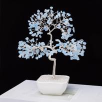 Natural Aquamarine Crystal Tree Handmade Silver Wire Feng Shui Healing Ornament for Home Office Decor (as the picture,About22cm)
