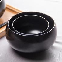 Custom Printed Logo Stonnerware Porcelain Buddha Bowl Factory Stocked Black Ceramic for Parties Disposable Feature 4.25 inch juoda