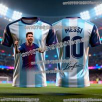 MESSI vyriški madingi futbolo marškinėliai 2026 m. vasaros gerbėjų atminimo marškinėlių stiliaus laisvalaikio sportinis viršus su superžvaigždės grafiniu spaudiniu S gray