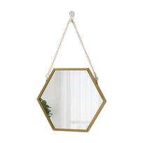Hexagon Shape Wall-mounted Mirror Nordic Hanging Cosmetic Mirror Hexagonal Iron Chain Mirror  Room S
