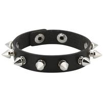 Punk Spike Cone Rivet PU Leather Bracelet, Adjustable Snap Button Gothic Rock Wrist Cuff Unisex Couple Jewelry One Size