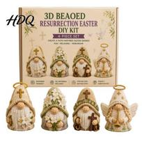Beaded Nativity DIY Set 3D Gnome Bead Craft Kit Faith Religious Art Project with Tools And Instructions for Christians Adults Handmade Beads A