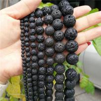Wholesale 4/6/8/10/12mm Natural Lava Stone Beads For Jewelry Making Black Round Volcanic Rock Strand DIY Bracelet Earrings Maken