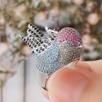 Huitan Hiperbolės Paukščio Piršto Žiedas Moteriškas Kokteilių Vakarėliui Spalvingas Kubinis Cirkonis Bling Bling Gyvūno Aksesuarai Prašmatnus Papuošalas 10