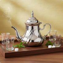 Middle Eastern Coffee Pot Ornate Design Arabic Teapot Easy Pouring Spout 1.2L Triple Diagonal Silv
