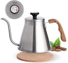 1200 ml gooseneck virdulys su termometru, karštas rankenos nepraleidžiantis kavos puodas, nerūdijančio plieno pour-over virdulys lašinamai kavai, viryklei gray